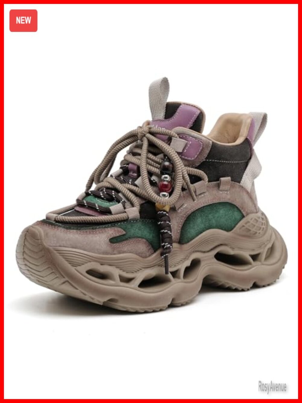 Women's Chunky Platform Walking Sneakers Lace-Up Non-Slip Comfort Shoes